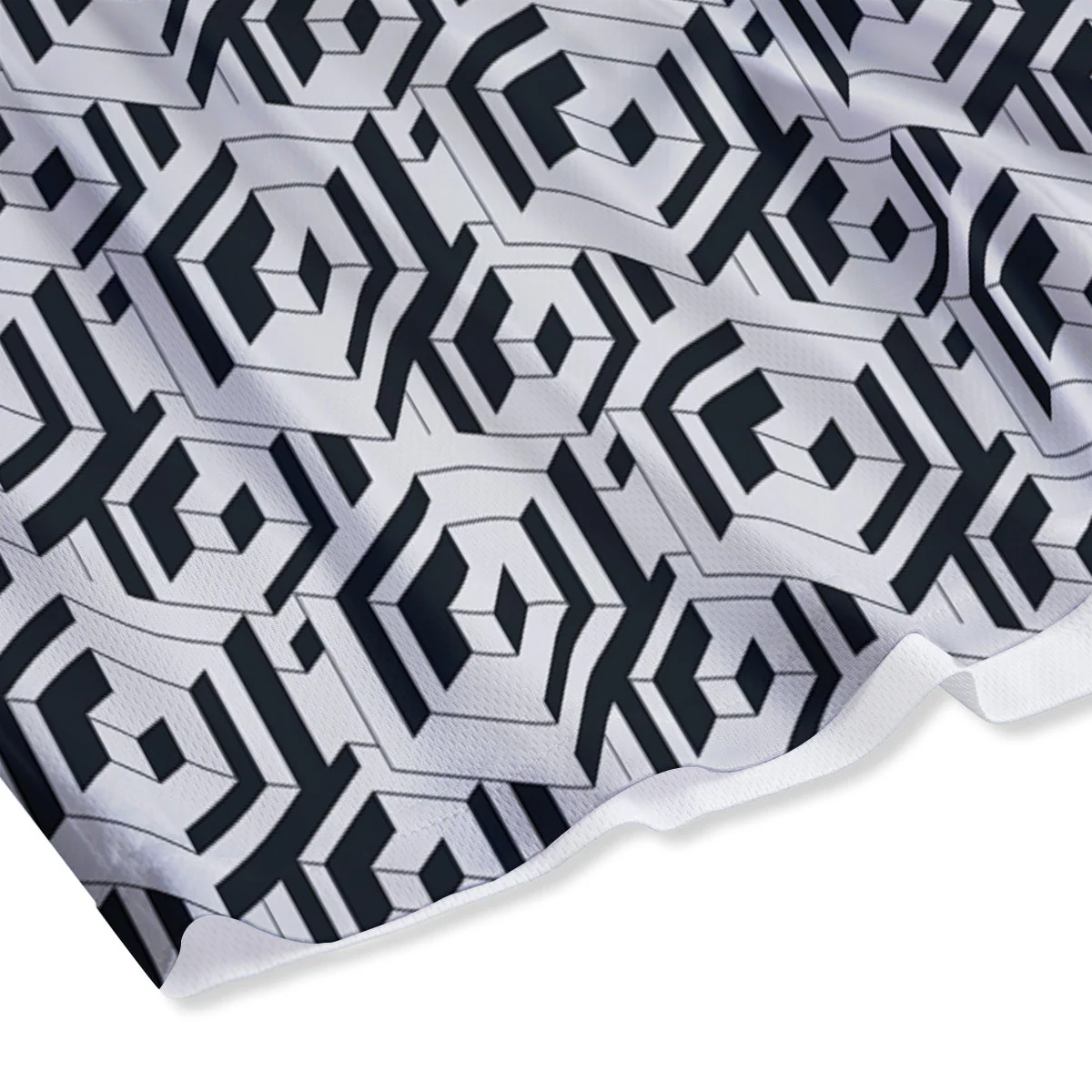 Geometric Simple Black And White Print Pattern Mesh Shorts - Image 4