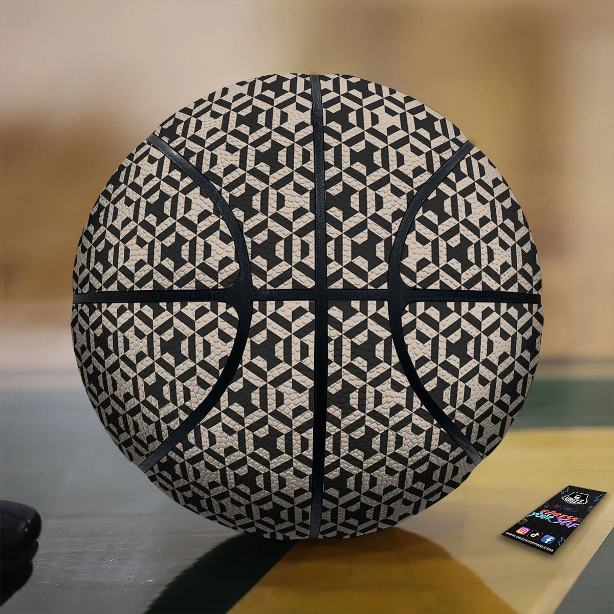 Geometric Triangle Beige And Black Print Basketball