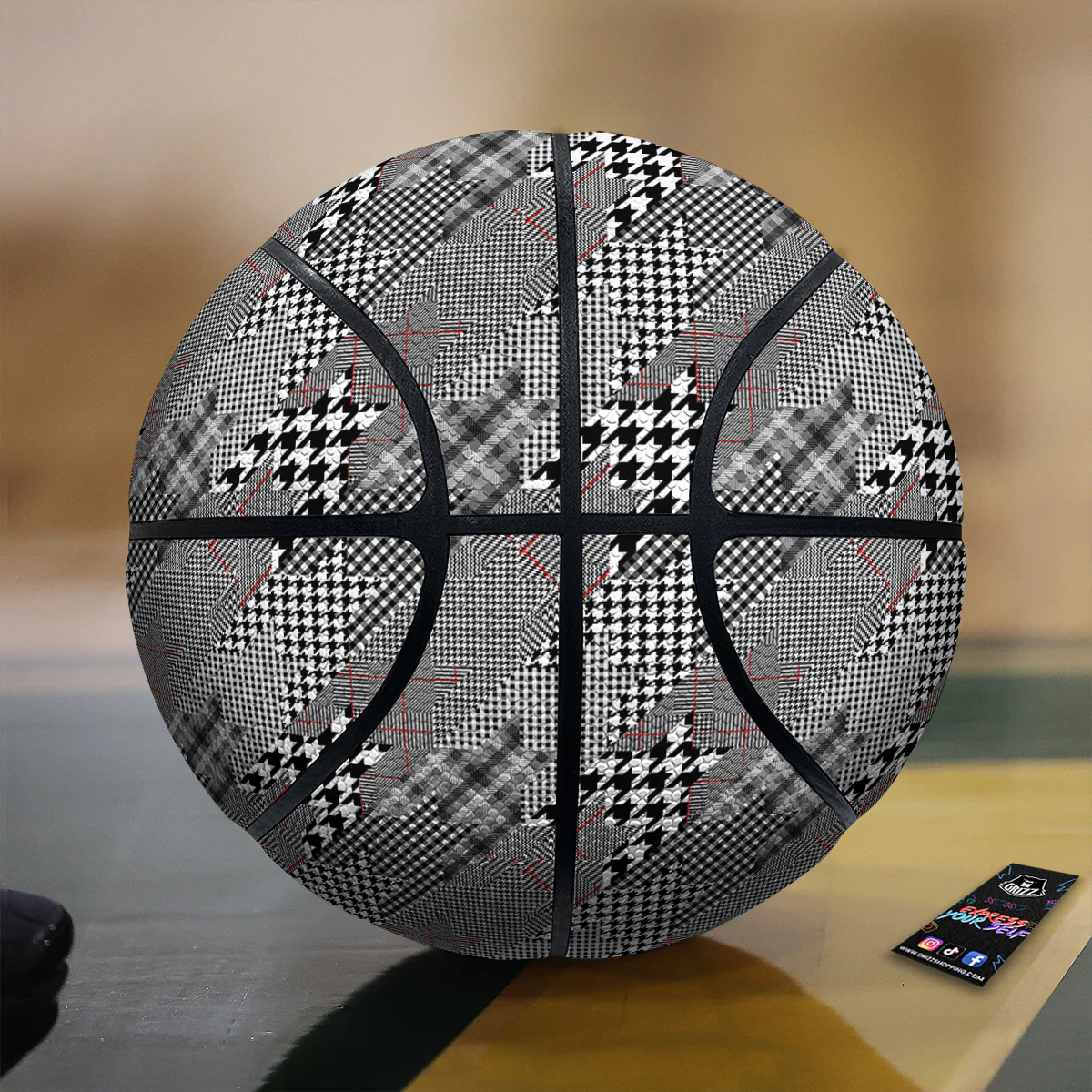Geometrical Houndstooth Patchwork Print Pattern Basketball