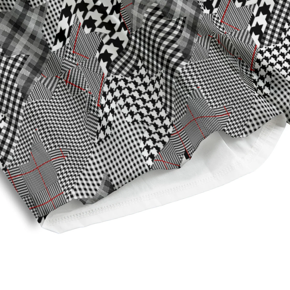 Geometrical Houndstooth Patchwork Print Pattern Men's Athletic Shorts - Image 4
