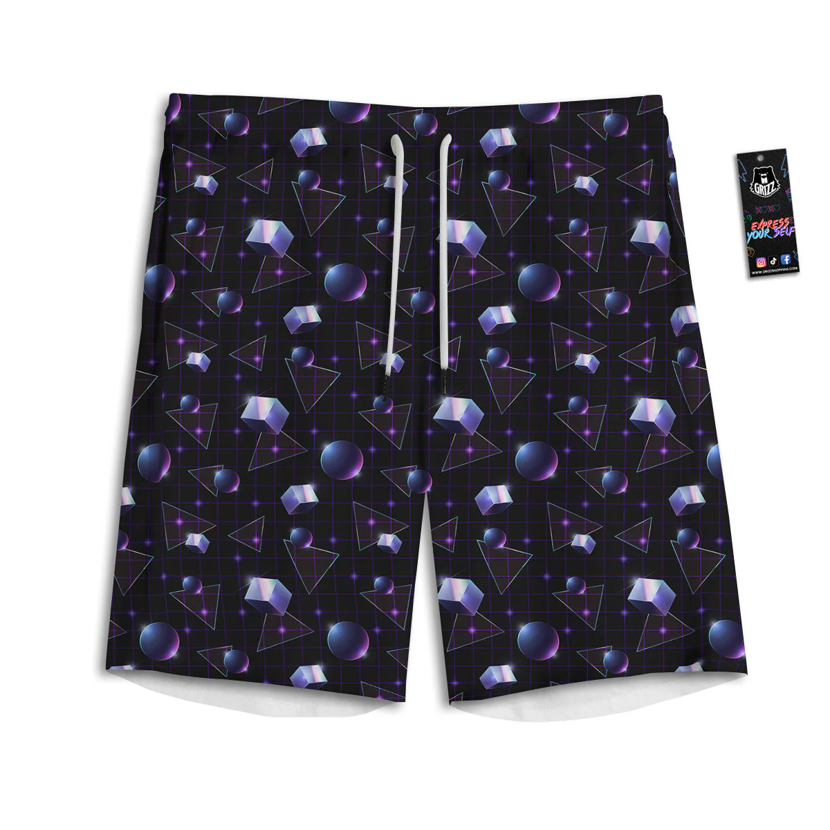 Geometry 80's Style Print Pattern Men's Athletic Shorts