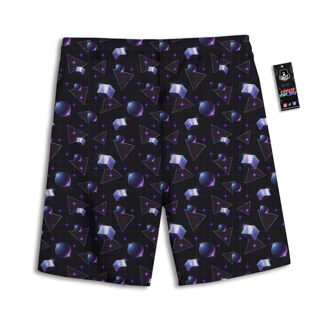 Geometry 80's Style Print Pattern Men's Athletic Shorts - Image 2