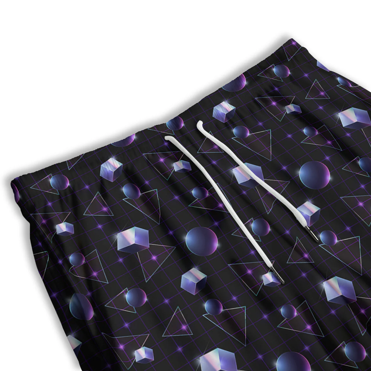 Geometry 80's Style Print Pattern Men's Athletic Shorts - Image 3