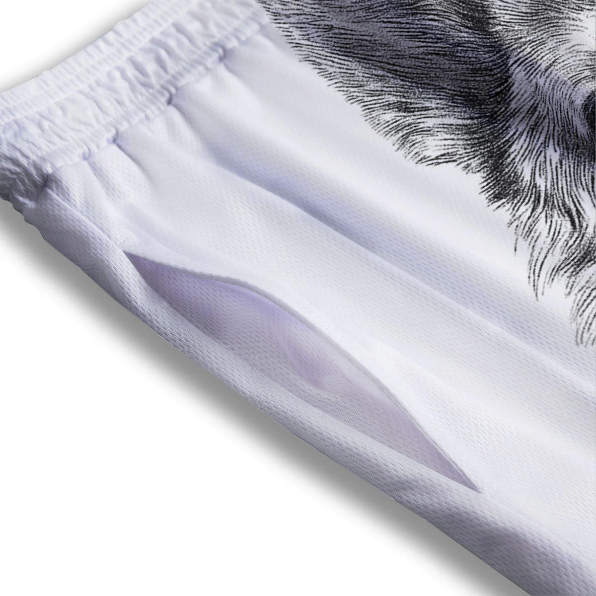 German Shepherd White And Black Print Mesh Shorts - Image 3