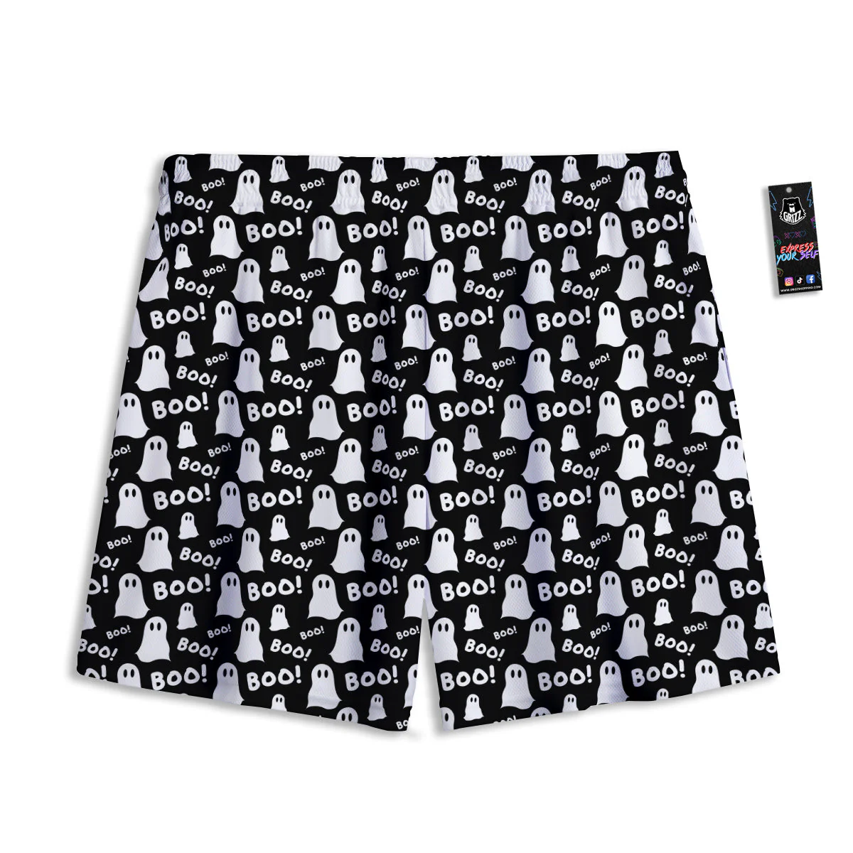 Ghost Cartoon Print Pattern Mesh Shorts - Image 2