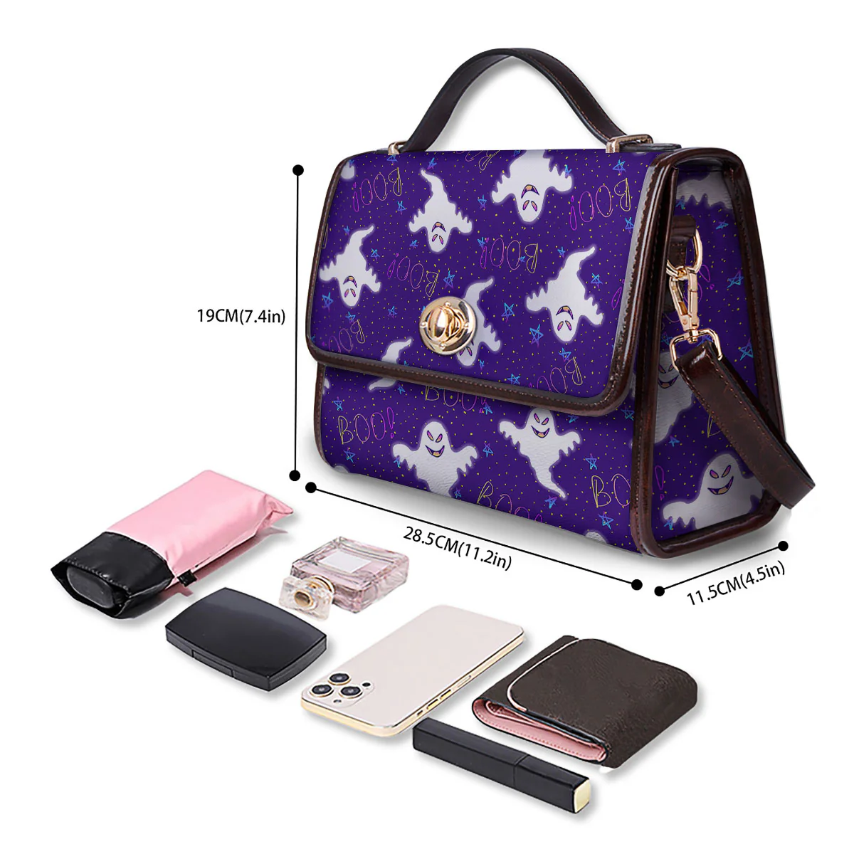 Ghost Happy Halloween Print Pattern Women's Satchel Bag - Image 4