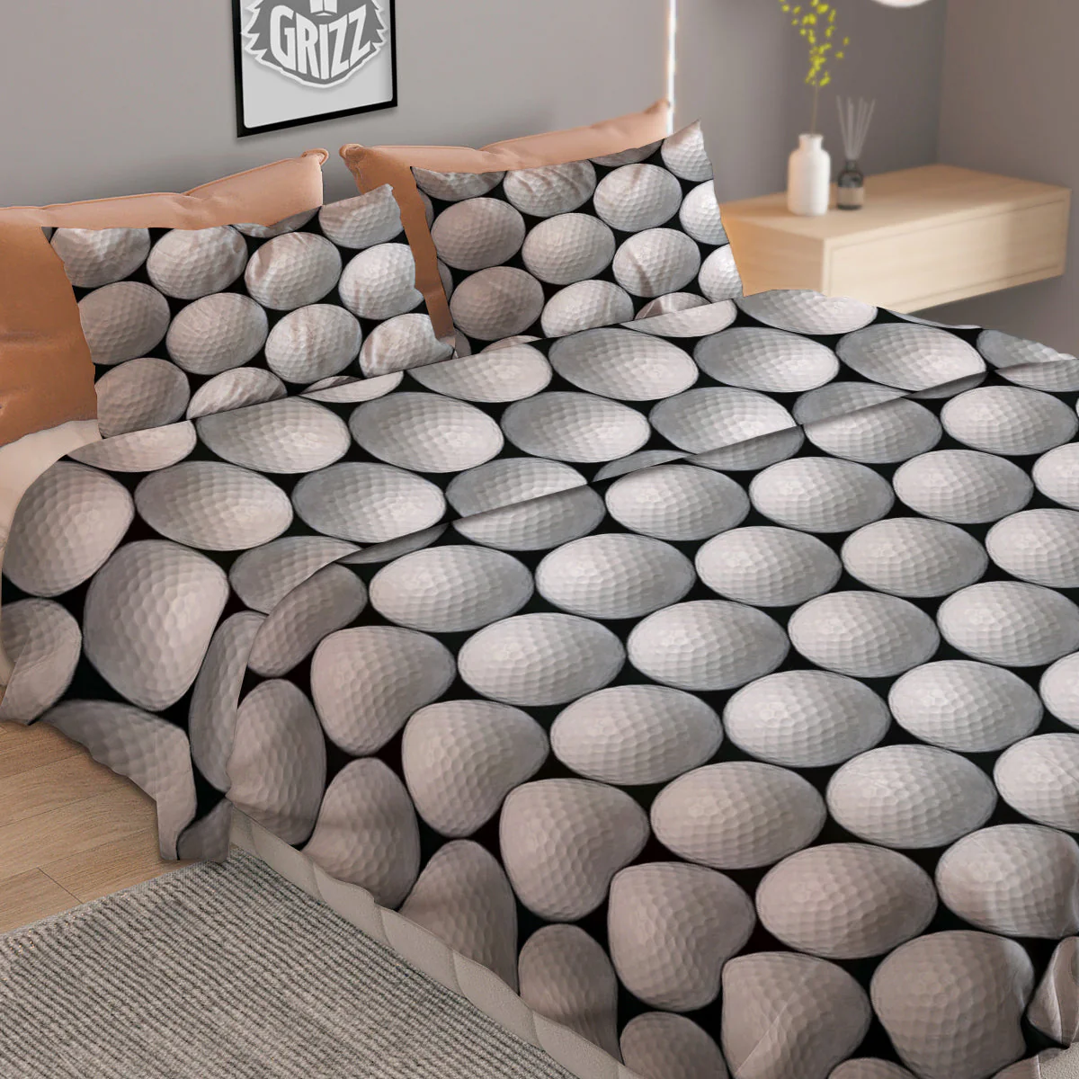 Giant Golf Ball Print Pattern Duvet Cover Bedding Set - Image 2