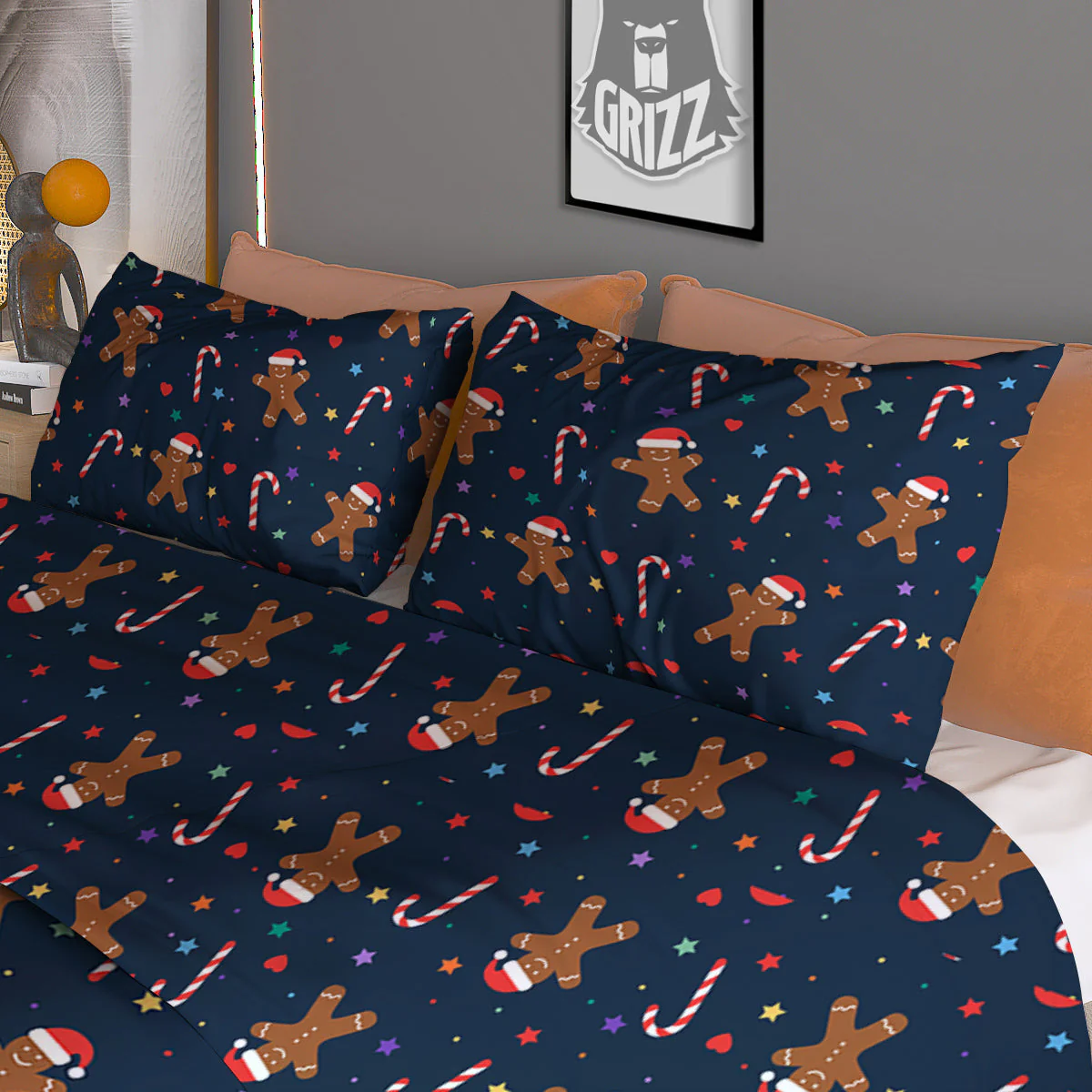 Gingerbread Christmas Print Pattern Duvet Cover Bedding Set - Image 3