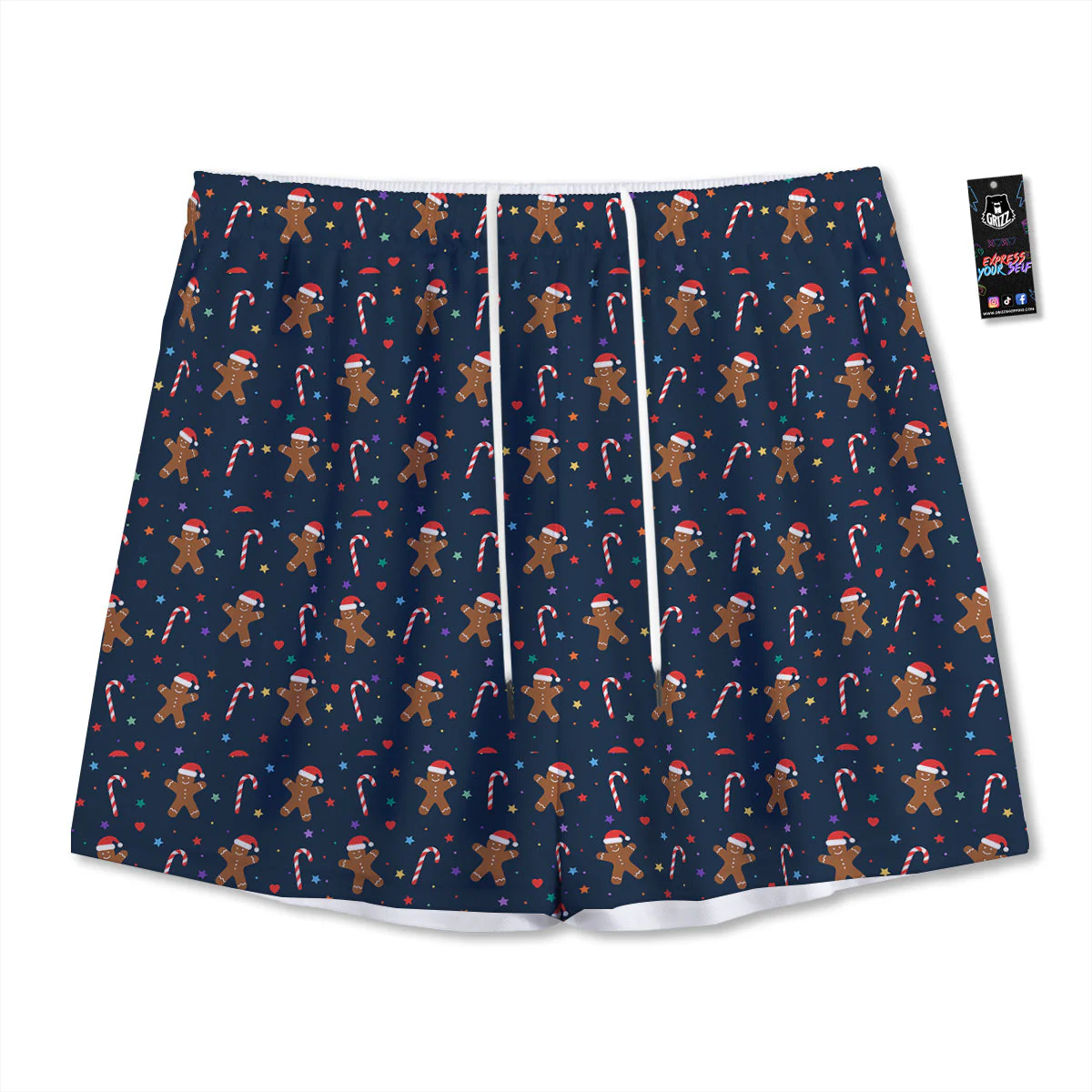 Gingerbread Christmas Print Pattern Mesh Shorts