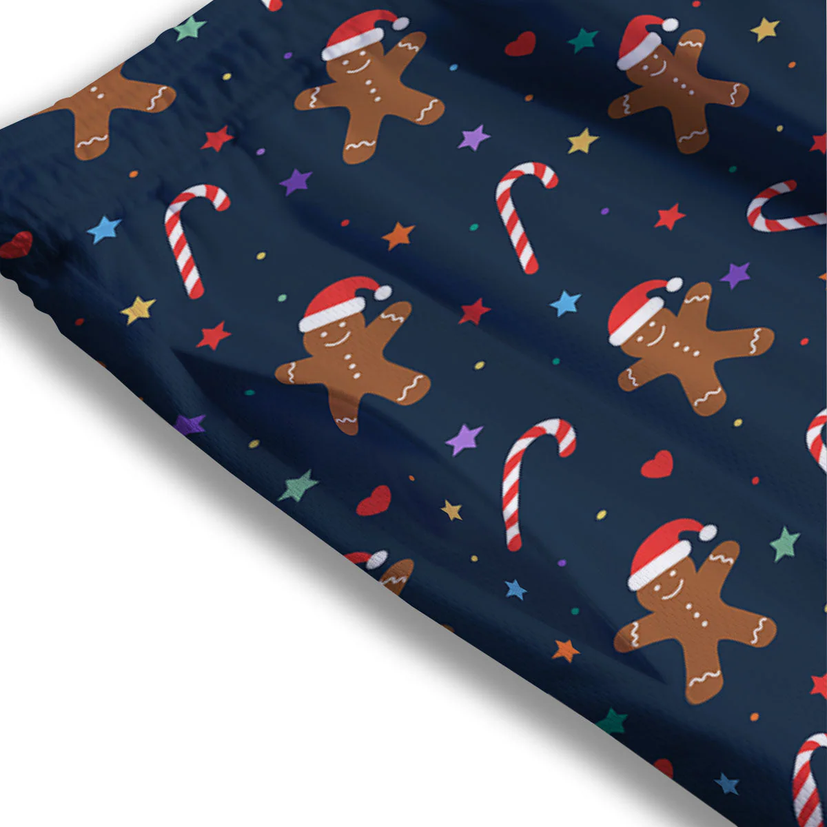 Gingerbread Xmas Print Pattern Mesh Shorts - Image 3