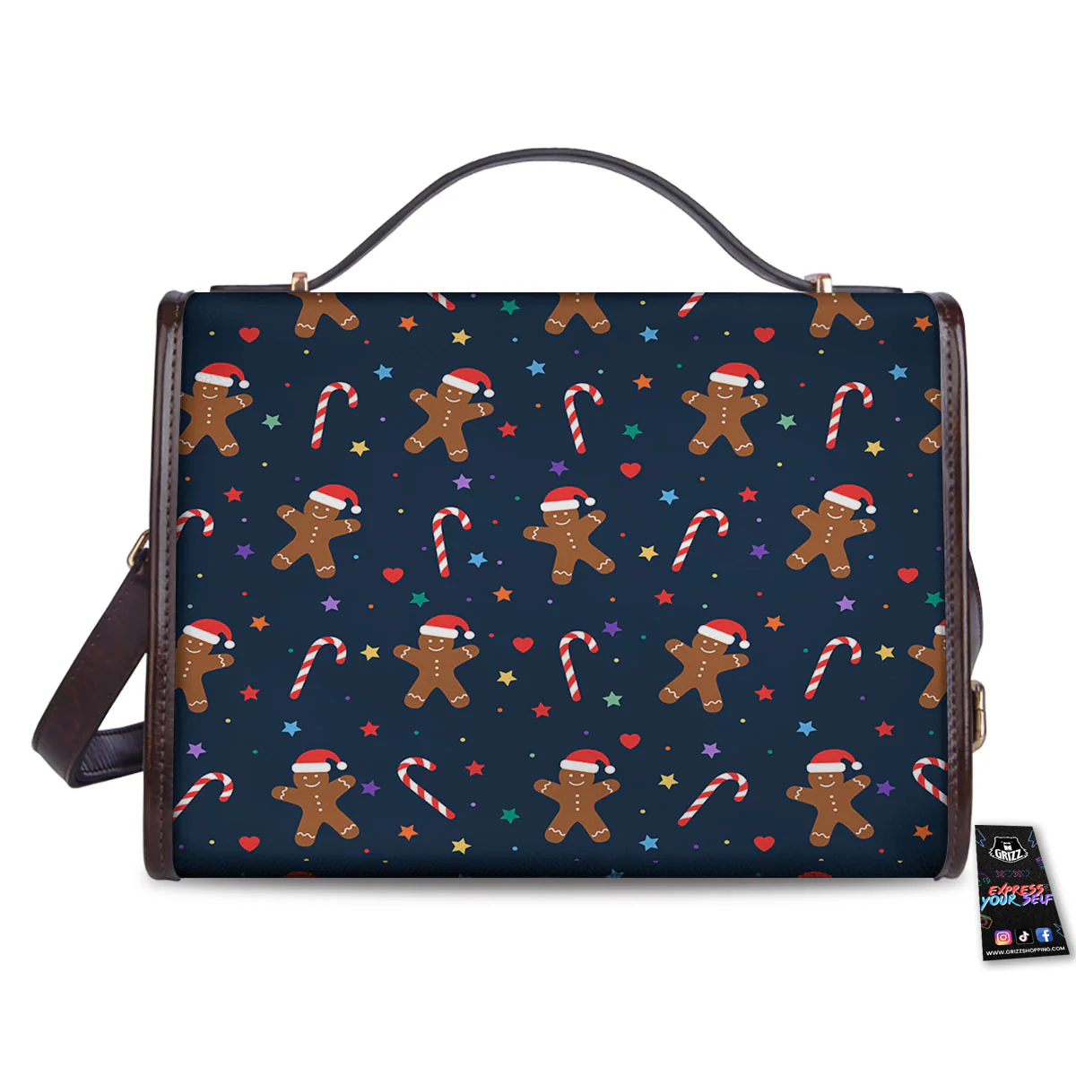 Gingerbread Xmas Print Pattern Women's Satchel Bag - Image 2
