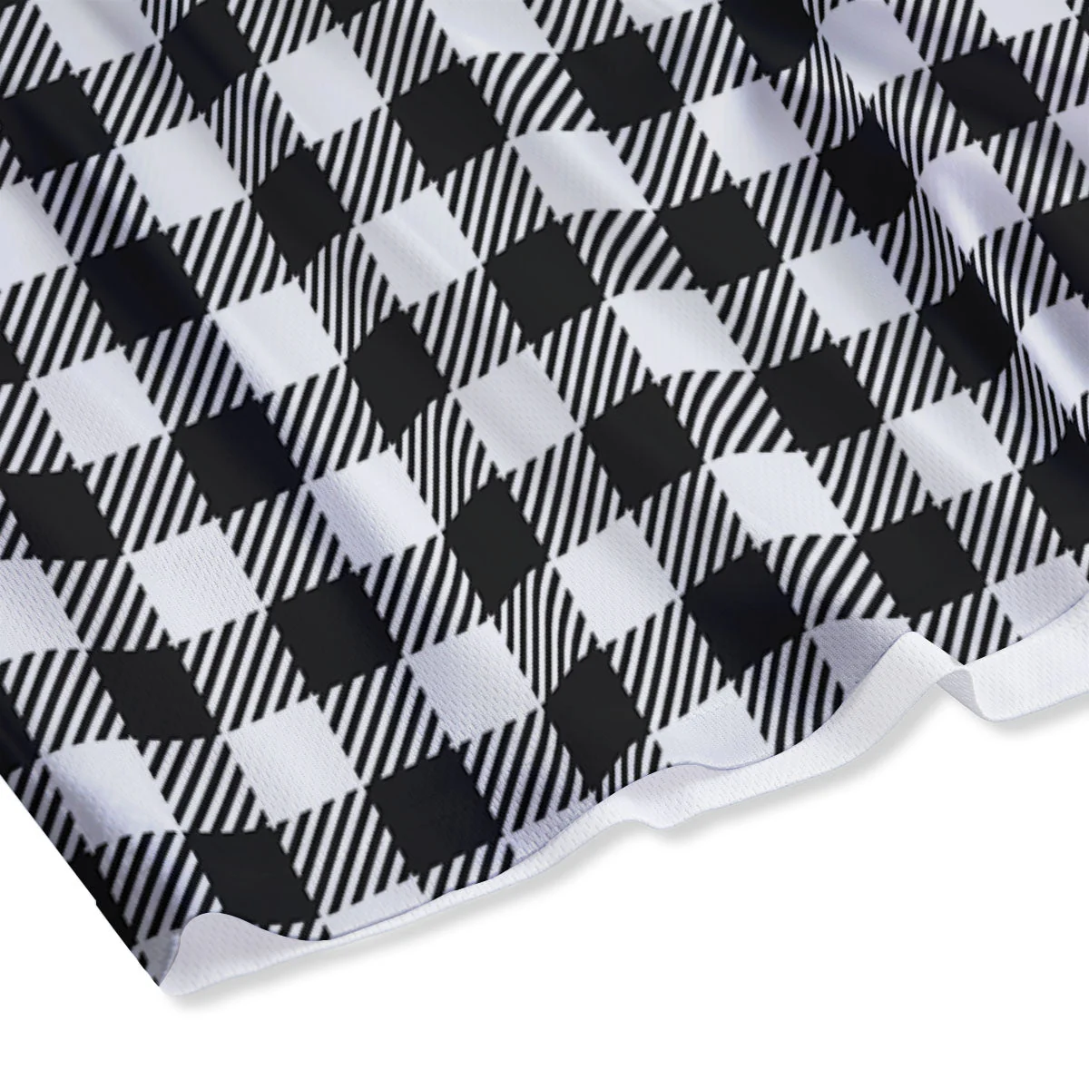 Gingham White And Black Print Pattern Mesh Shorts - Image 4