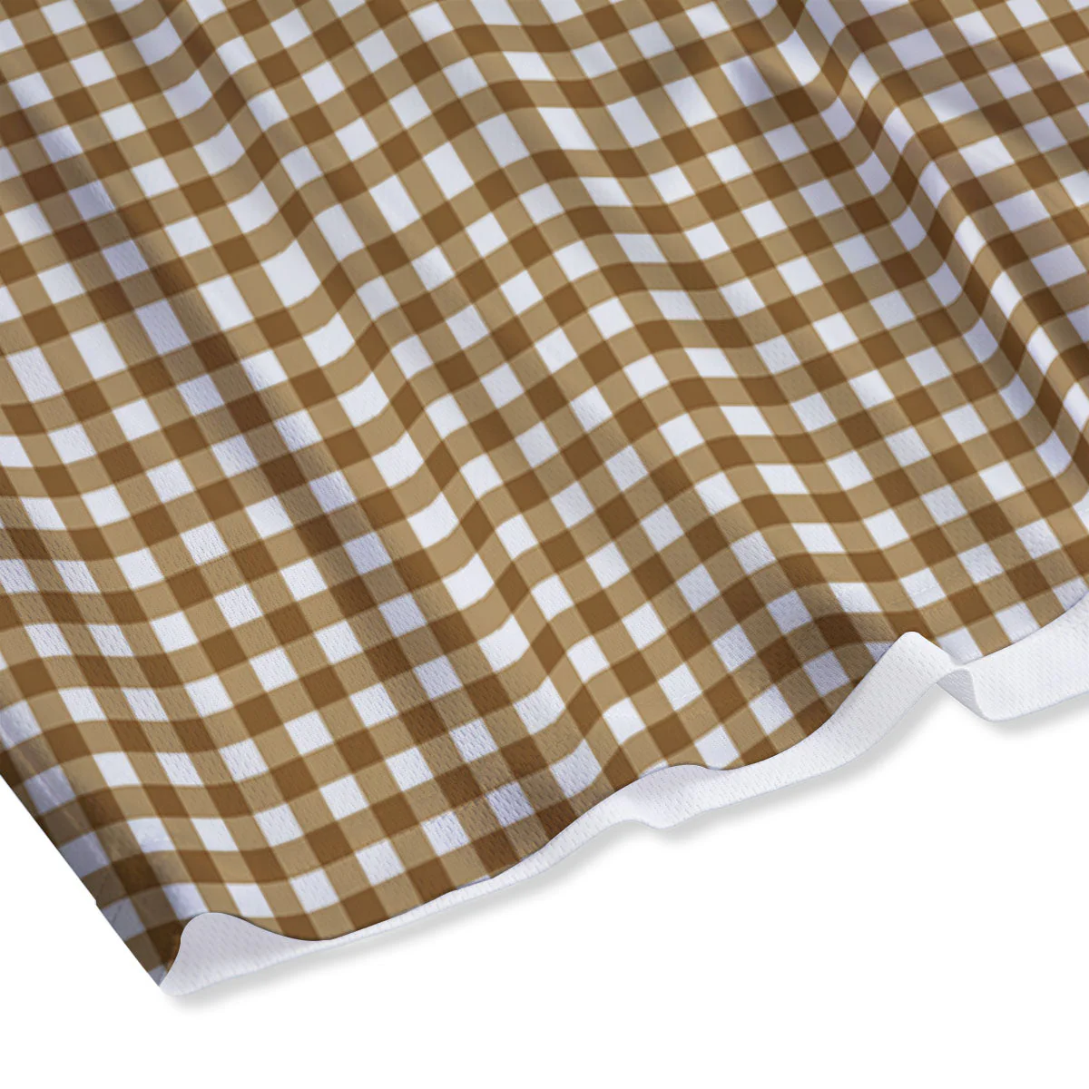 Gingham White And Brown Print Pattern Mesh Shorts - Image 4