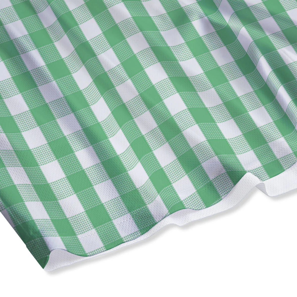 Gingham White And Green Print Pattern Mesh Shorts - Image 4