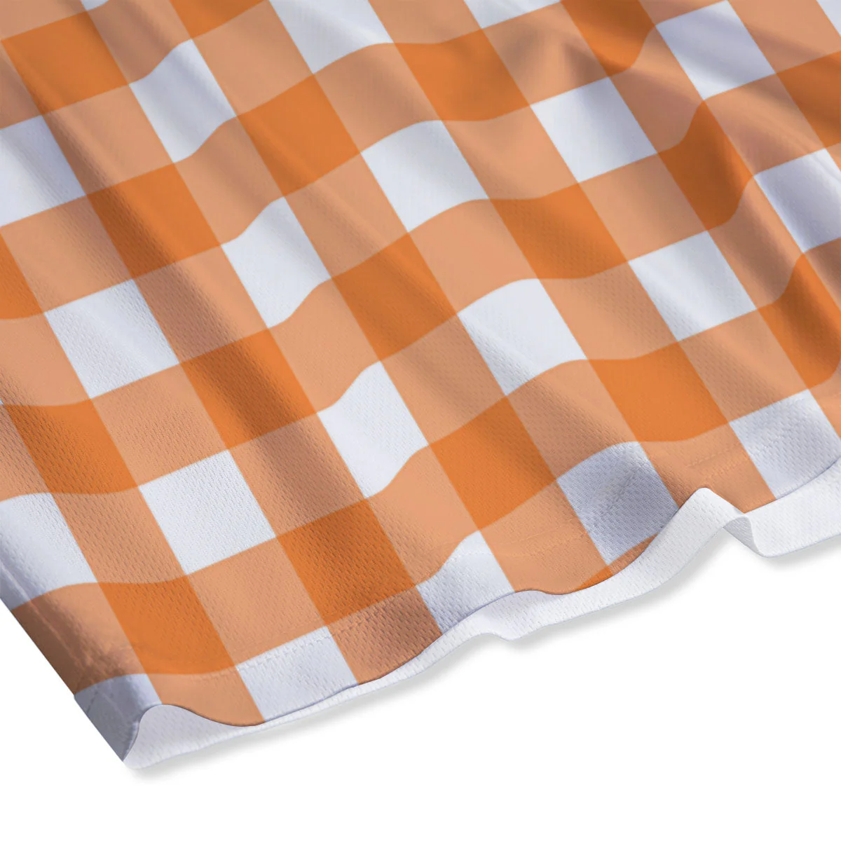 Gingham White And Orange Print Pattern Mesh Shorts - Image 4