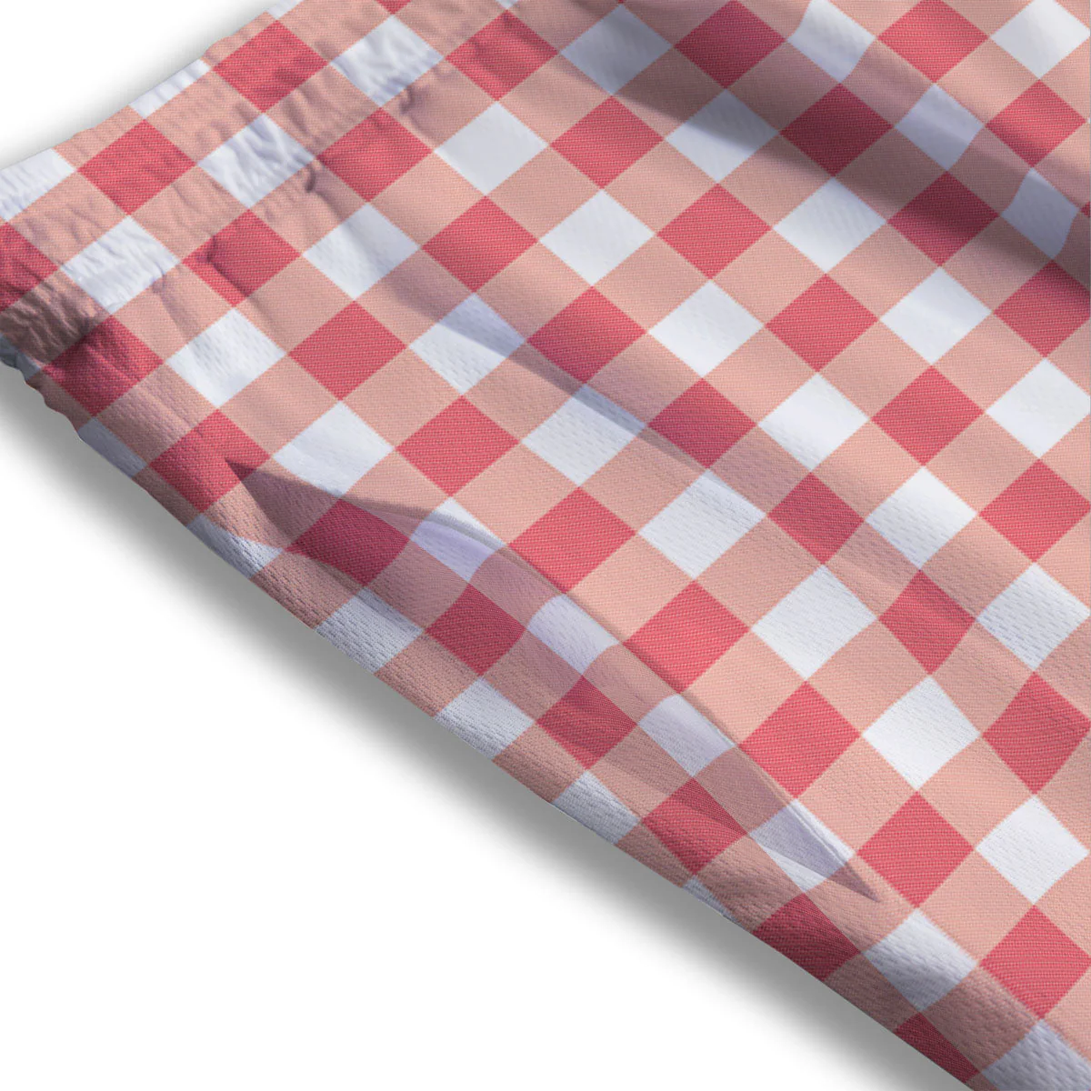 Gingham White And Pink Print Pattern Mesh Shorts - Image 3