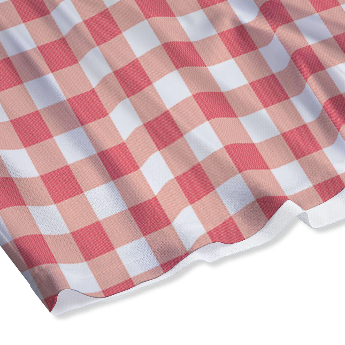 Gingham White And Pink Print Pattern Mesh Shorts - Image 4