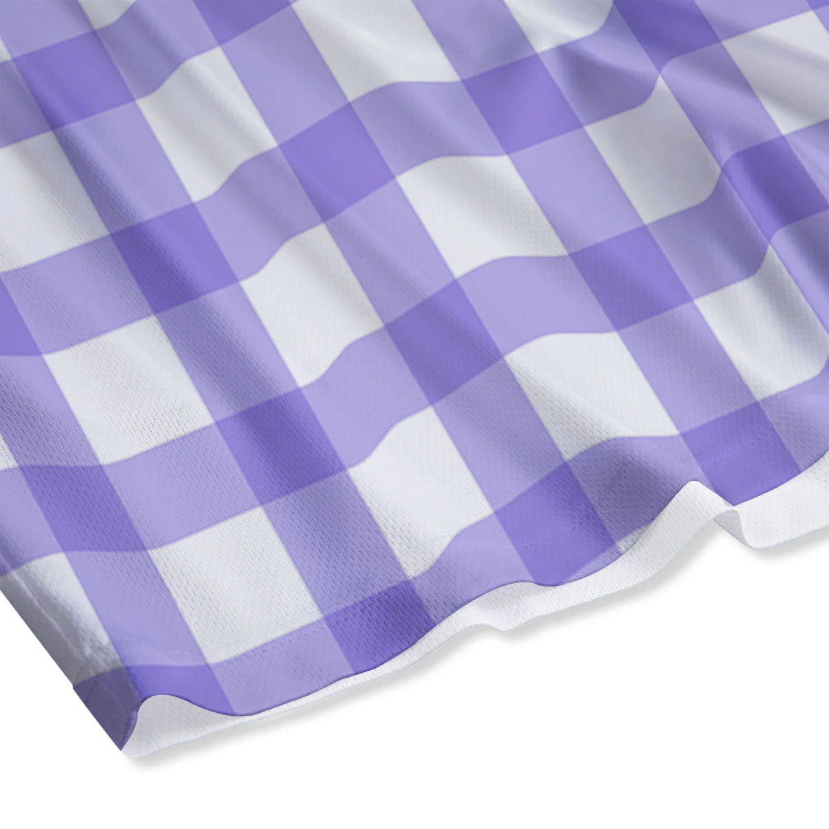 Gingham White And Purple Print Pattern Mesh Shorts - Image 4