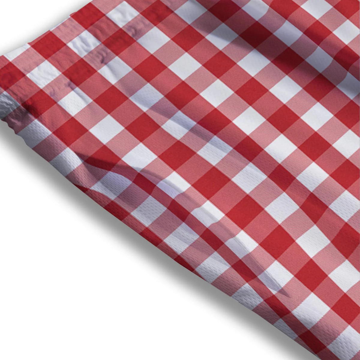 Gingham White And Red Print Pattern Mesh Shorts - Image 3