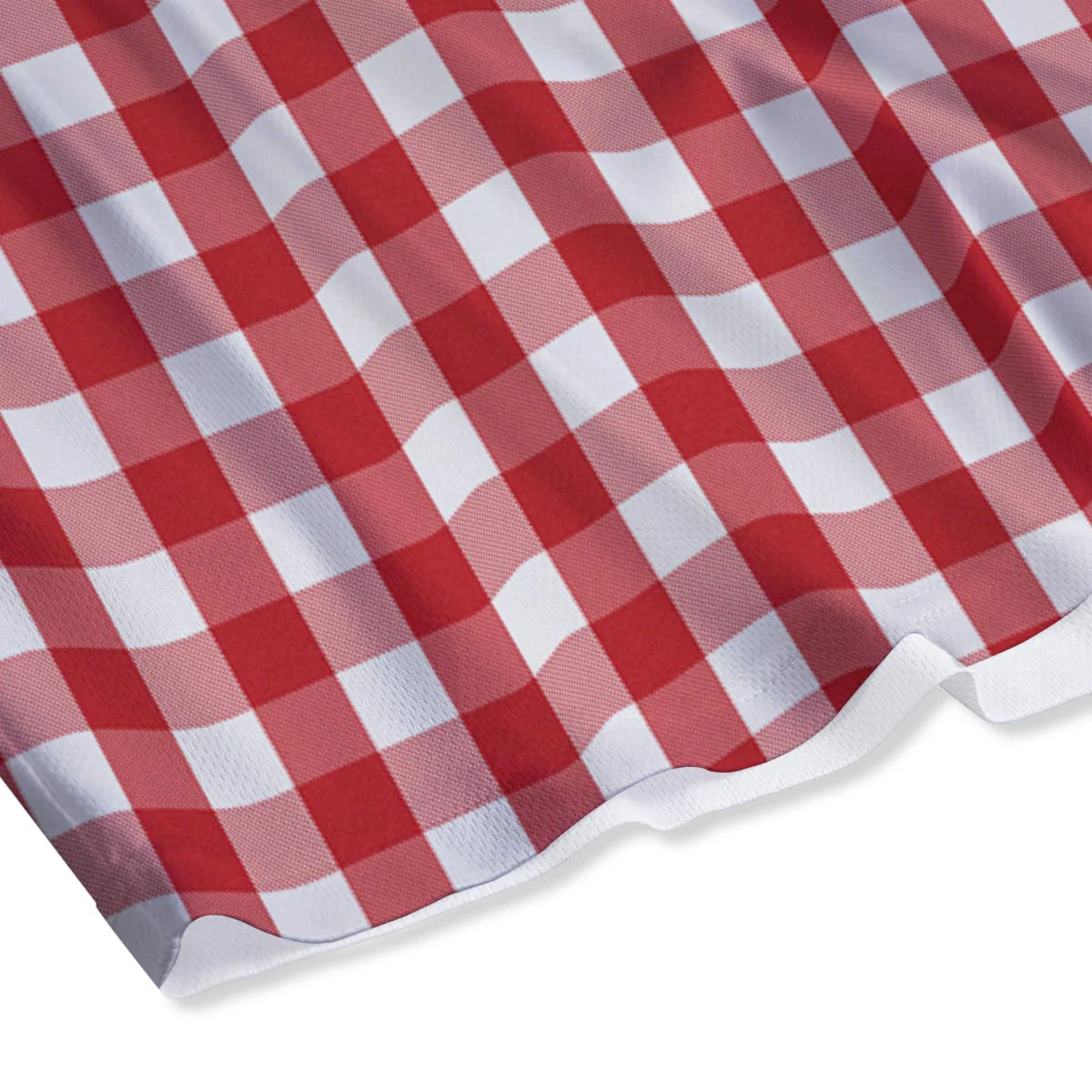 Gingham White And Red Print Pattern Mesh Shorts - Image 4