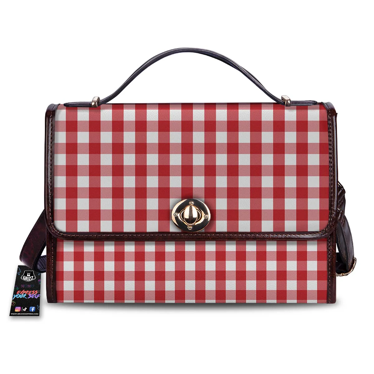Gingham White And Red Print Pattern Women's Satchel Bag