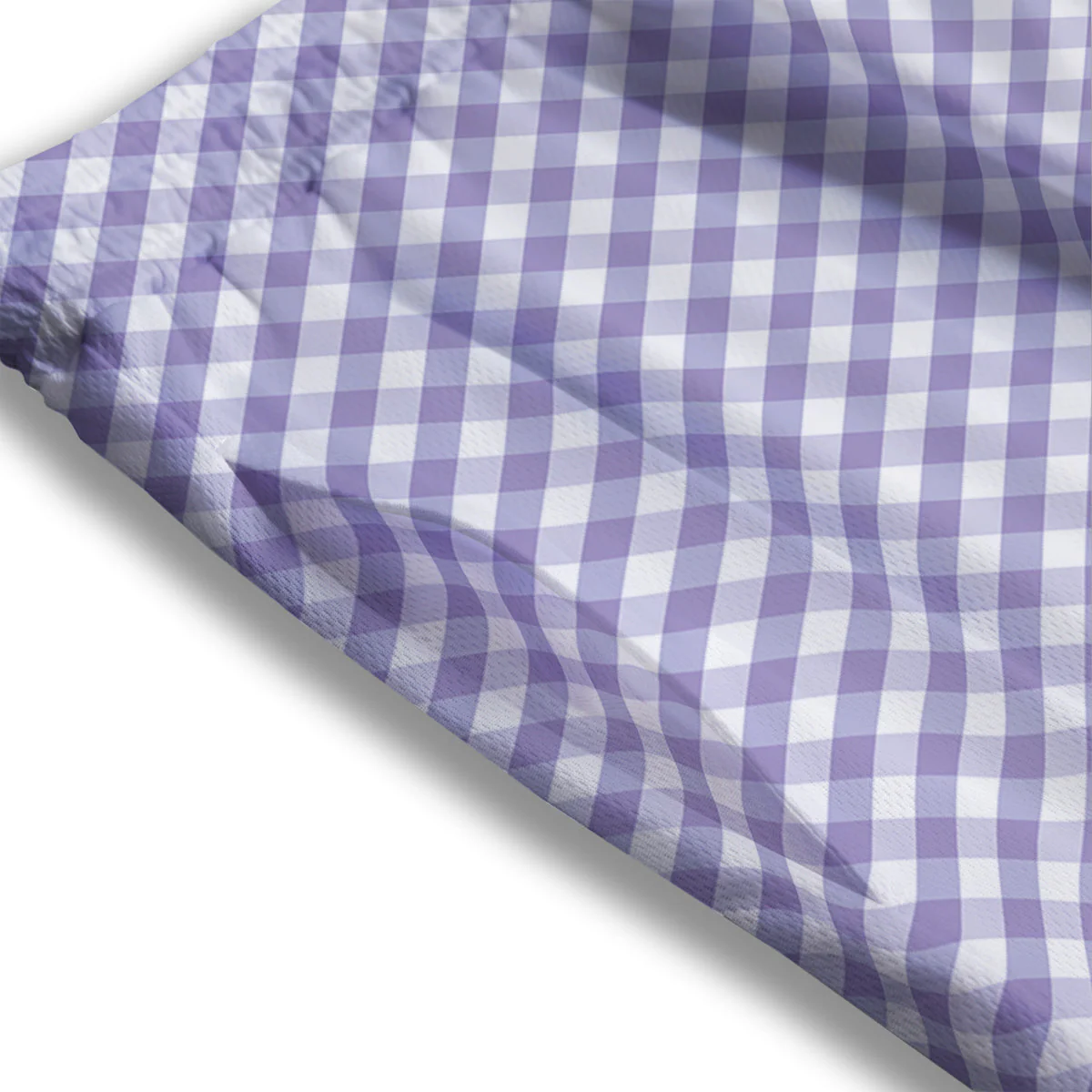 Gingham White And Violet Print Pattern Mesh Shorts - Image 3
