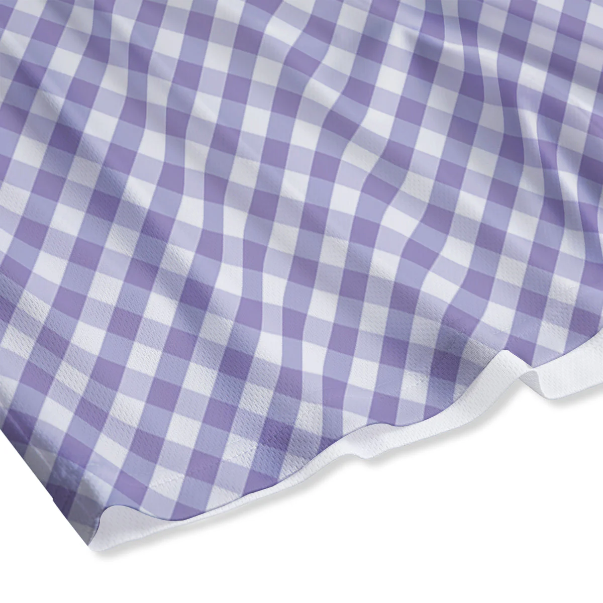 Gingham White And Violet Print Pattern Mesh Shorts - Image 4