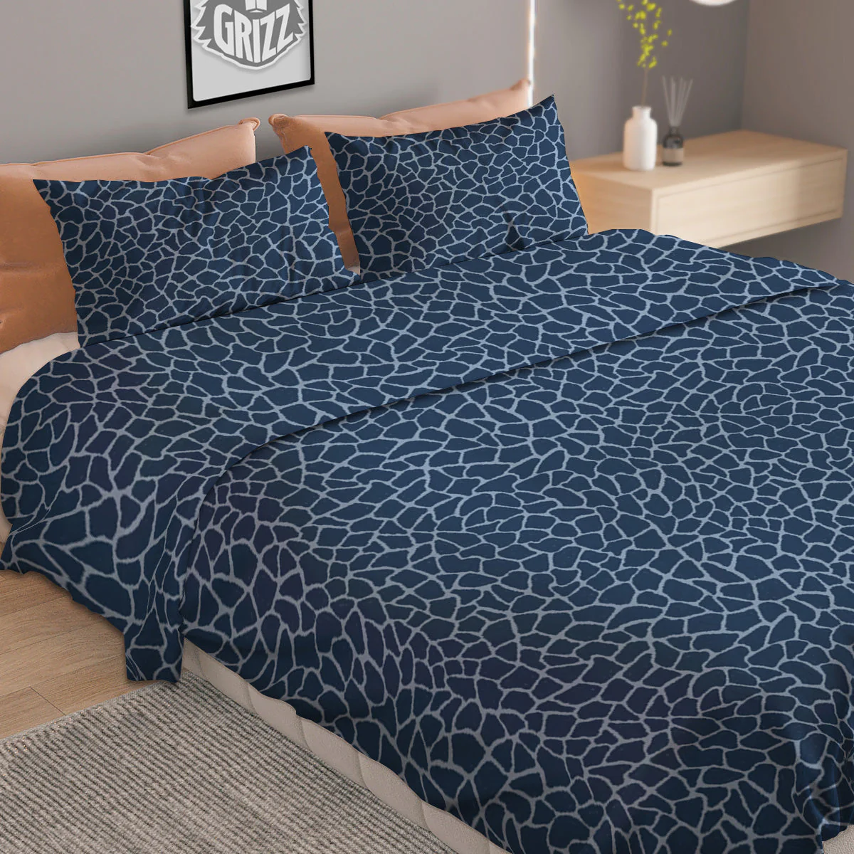 Giraffe Blue Print Duvet Cover Bedding Set - Image 2