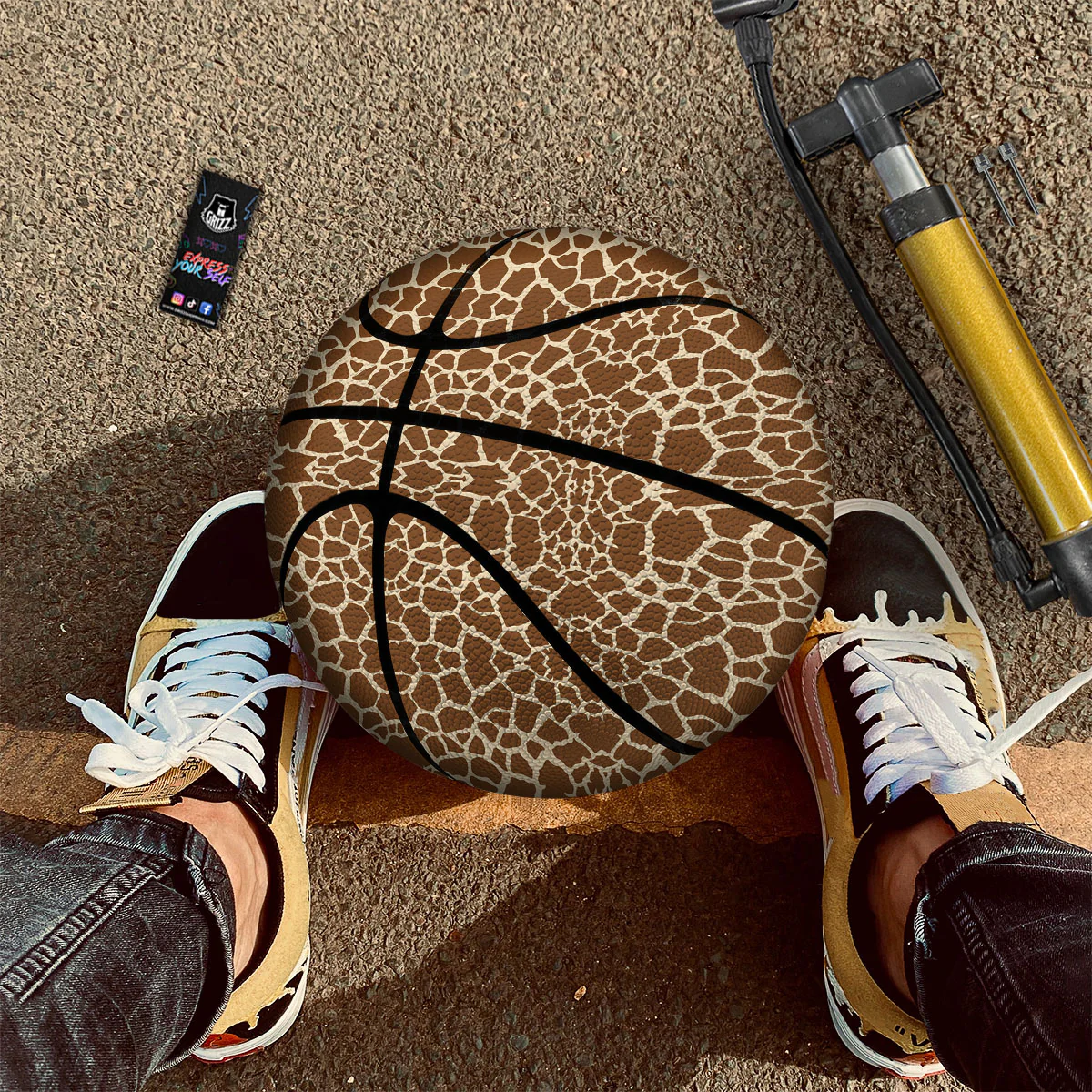 Giraffe Brown Print Pattern Basketball - Image 3