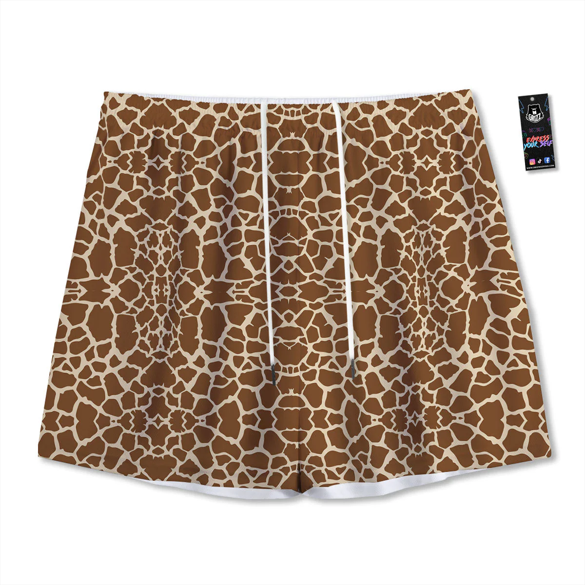 Giraffe Brown Print Pattern Mesh Shorts