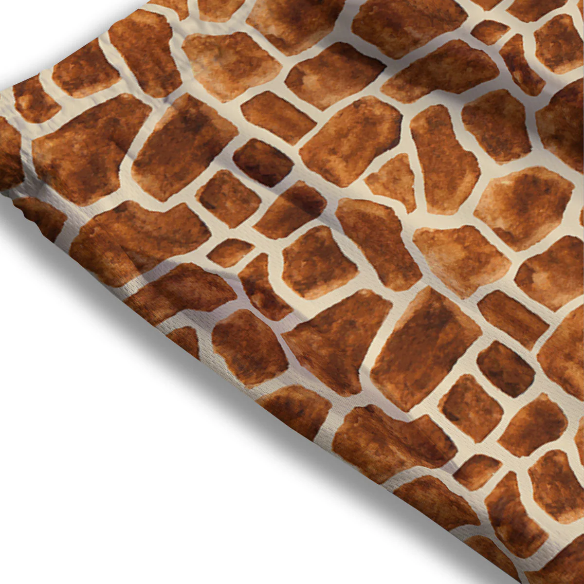 Giraffe Brown Watercolor Print Pattern Mesh Shorts - Image 3