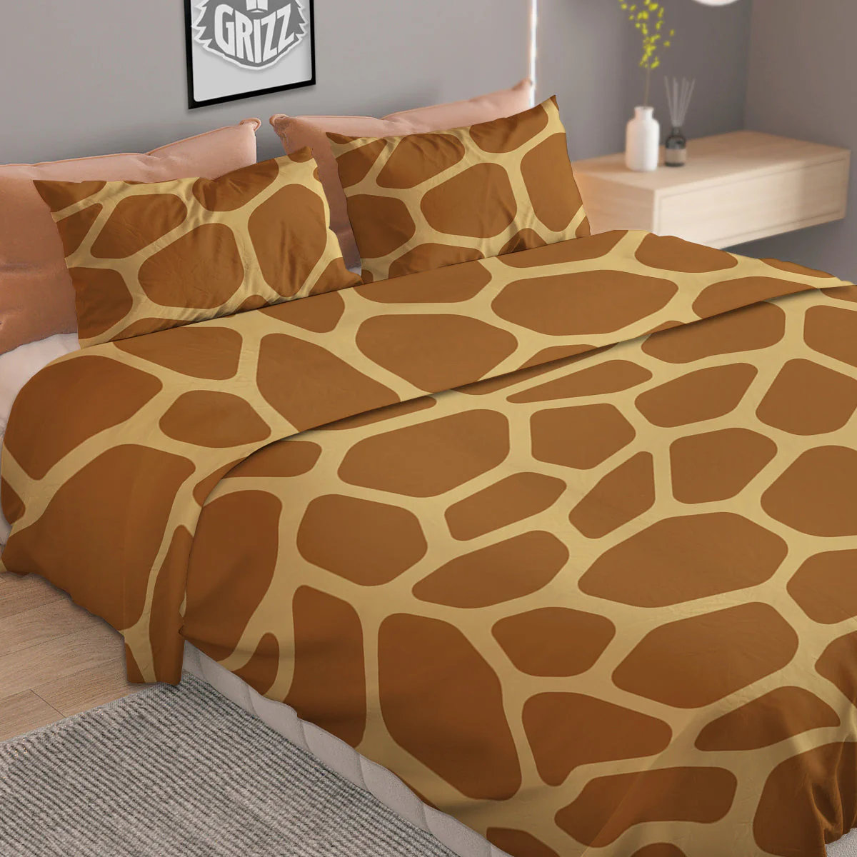 Giraffe Brown Yellow Print Pattern Duvet Cover Bedding Set - Image 2
