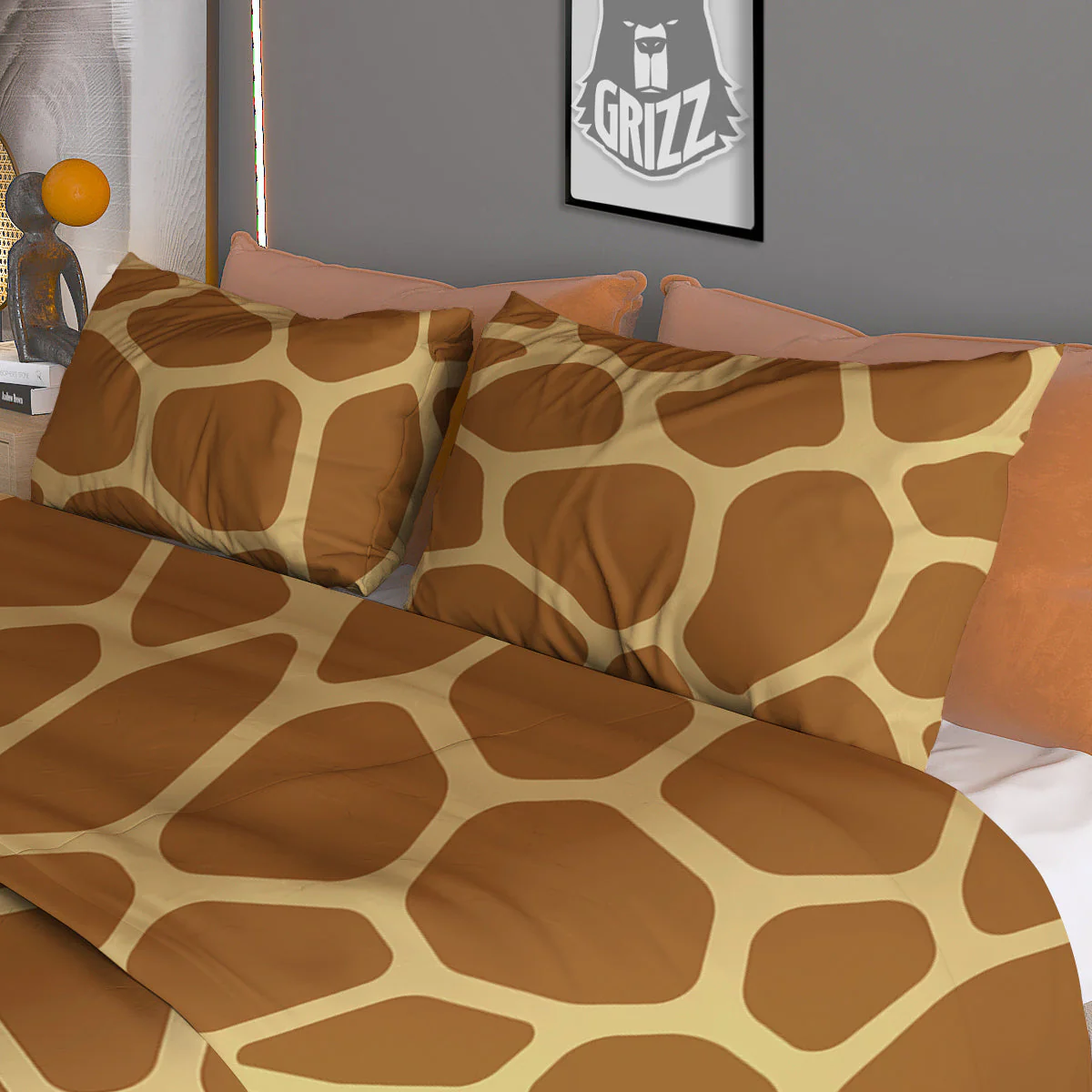 Giraffe Brown Yellow Print Pattern Duvet Cover Bedding Set - Image 3