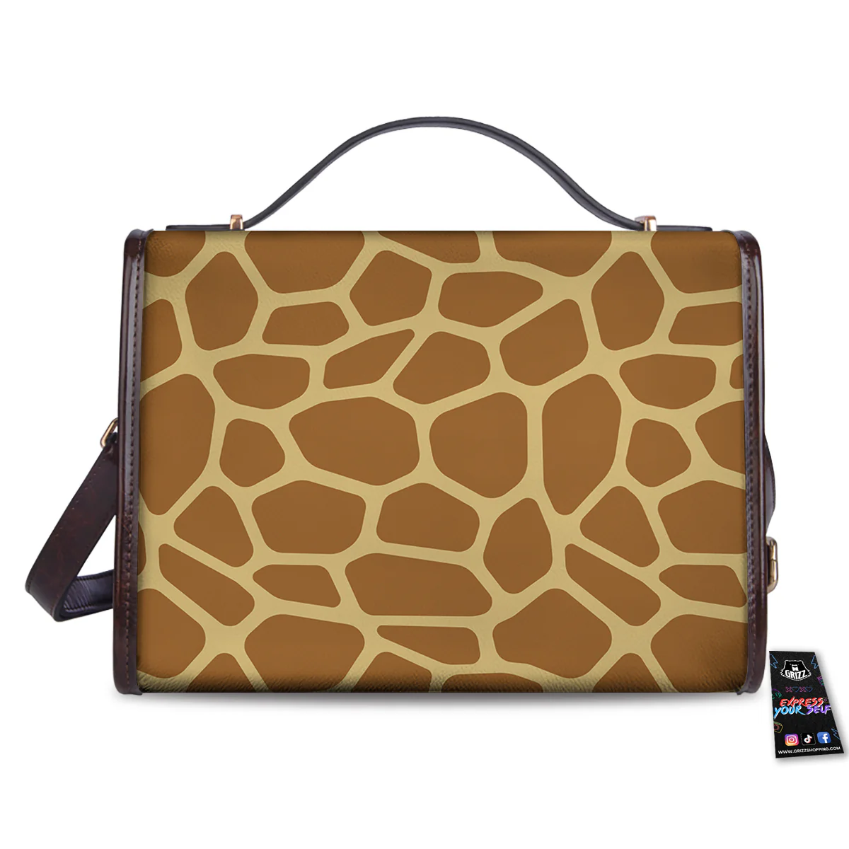 Giraffe Brown Yellow Print Pattern Women's Satchel Bag - Image 2