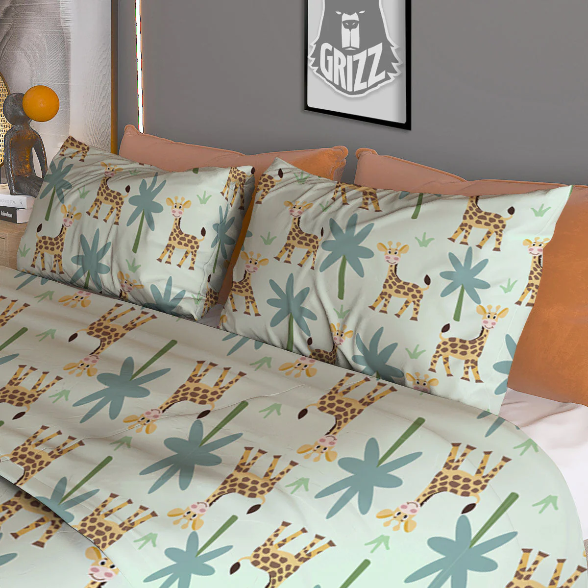 Giraffe Cartoon Print Pattern Duvet Cover Bedding Set - Image 3