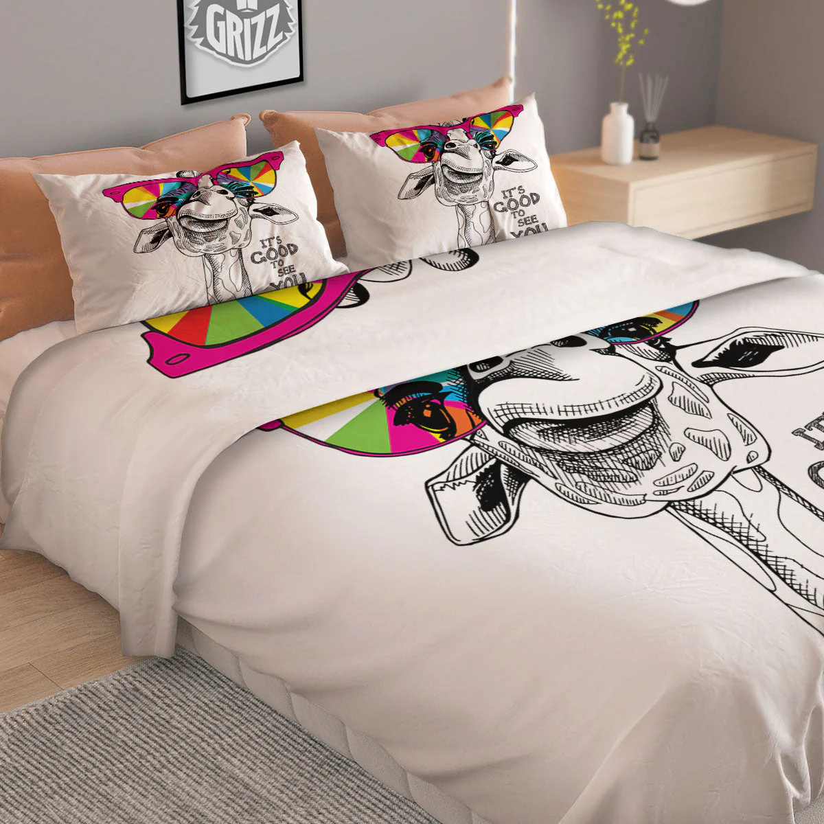 Giraffe Funny Print Duvet Cover Bedding Set - Image 2