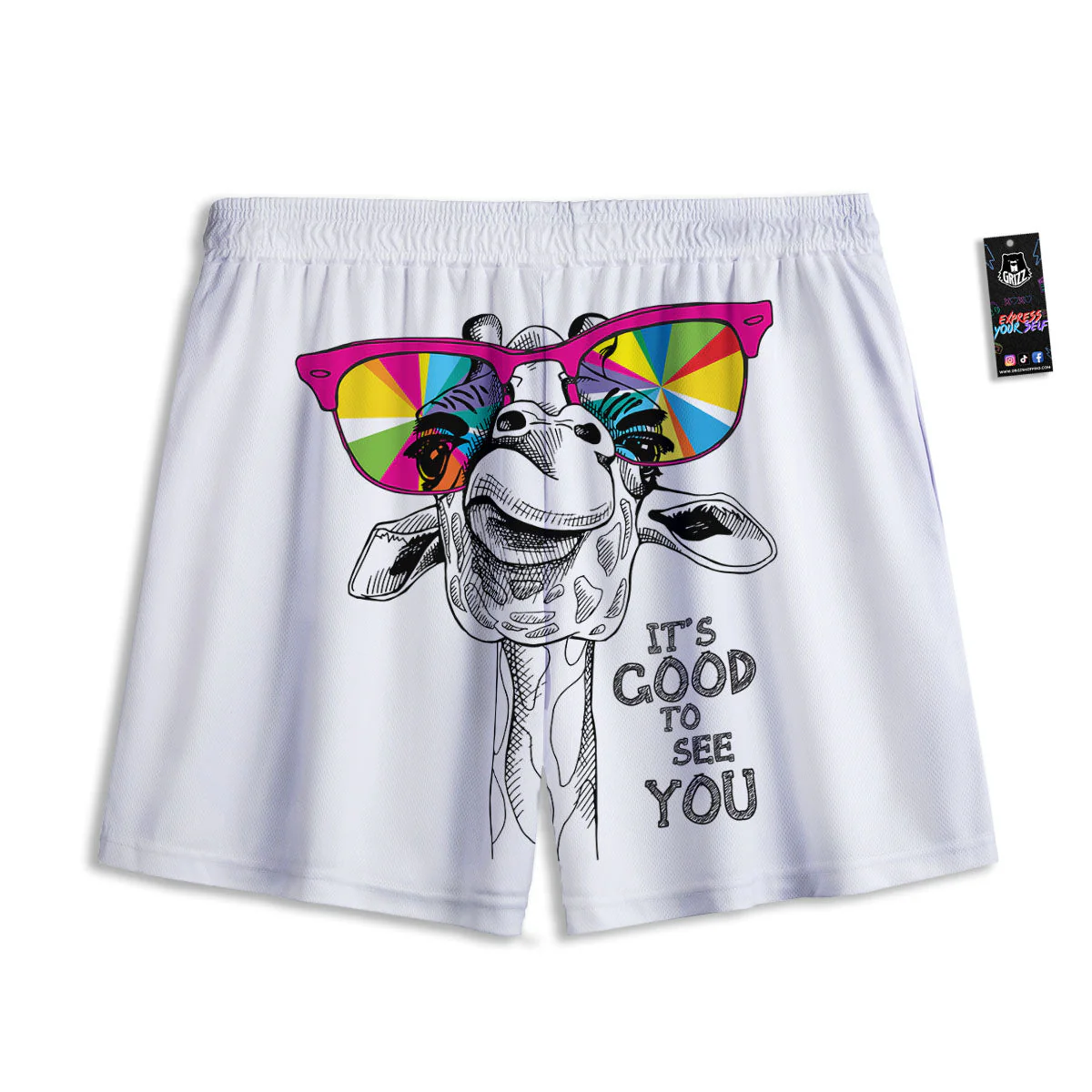 Giraffe Funny Print Mesh Shorts - Image 2