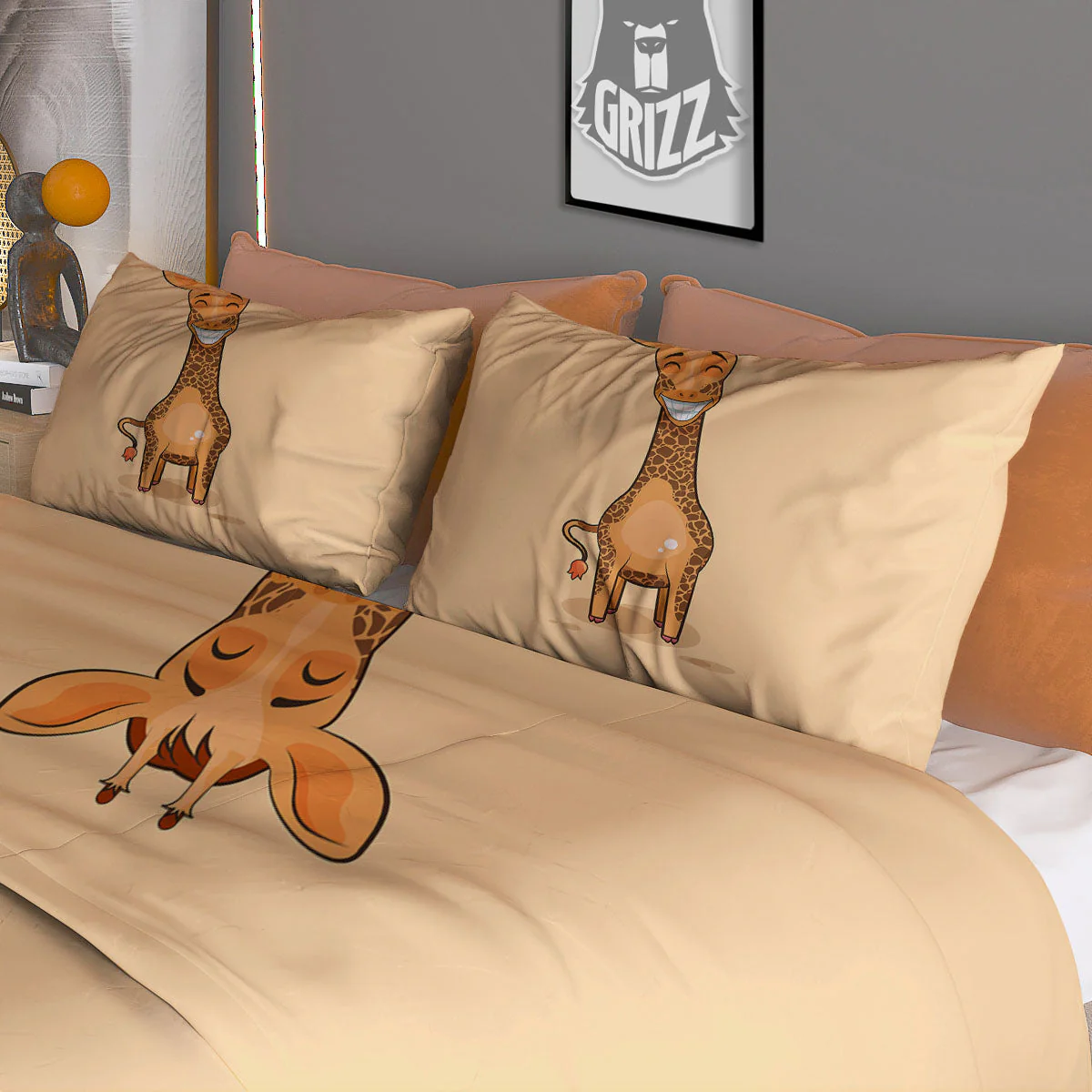 Giraffe Smiley Face Print Duvet Cover Bedding Set - Image 3