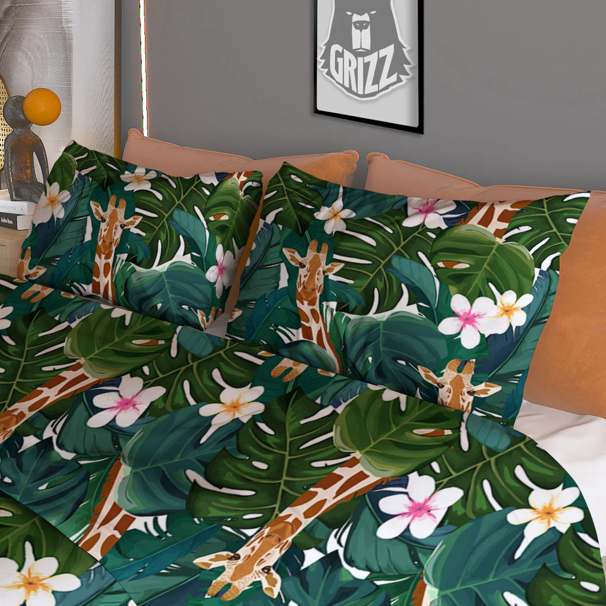 Giraffe Tropical Print Pattern Duvet Cover Bedding Set - Image 3