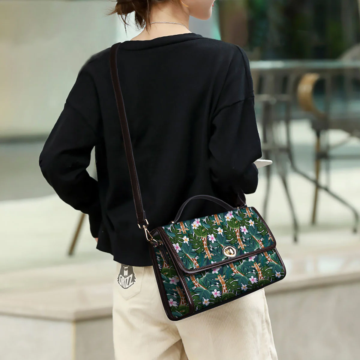 Giraffe Tropical Print Pattern Women's Satchel Bag - Image 3