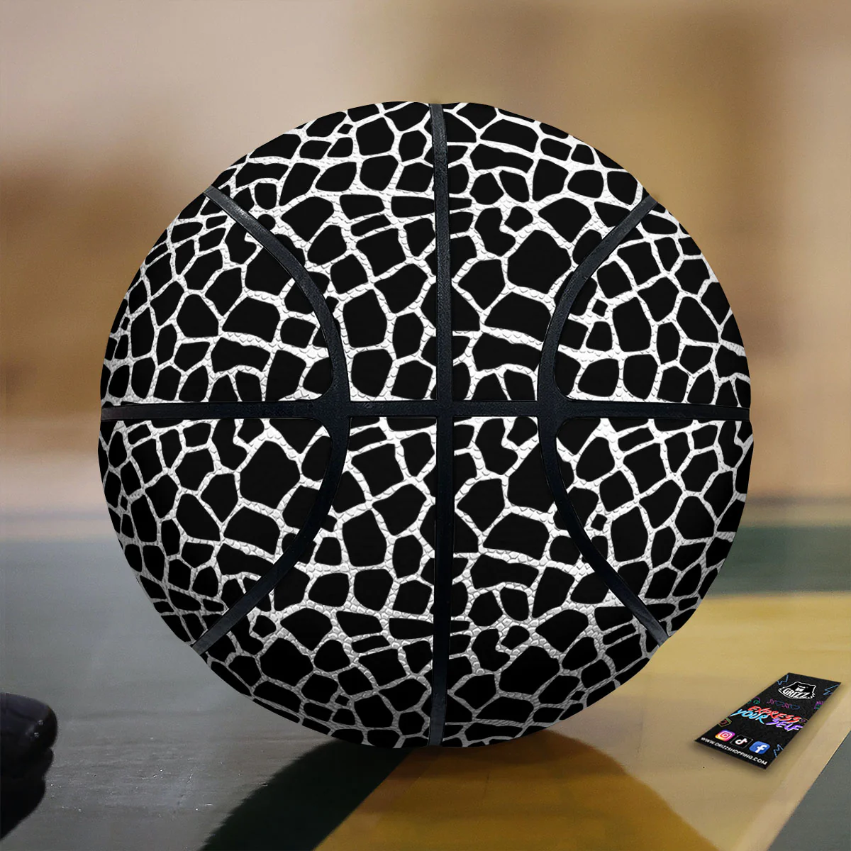 Giraffe White And Black Print Pattern Basketball