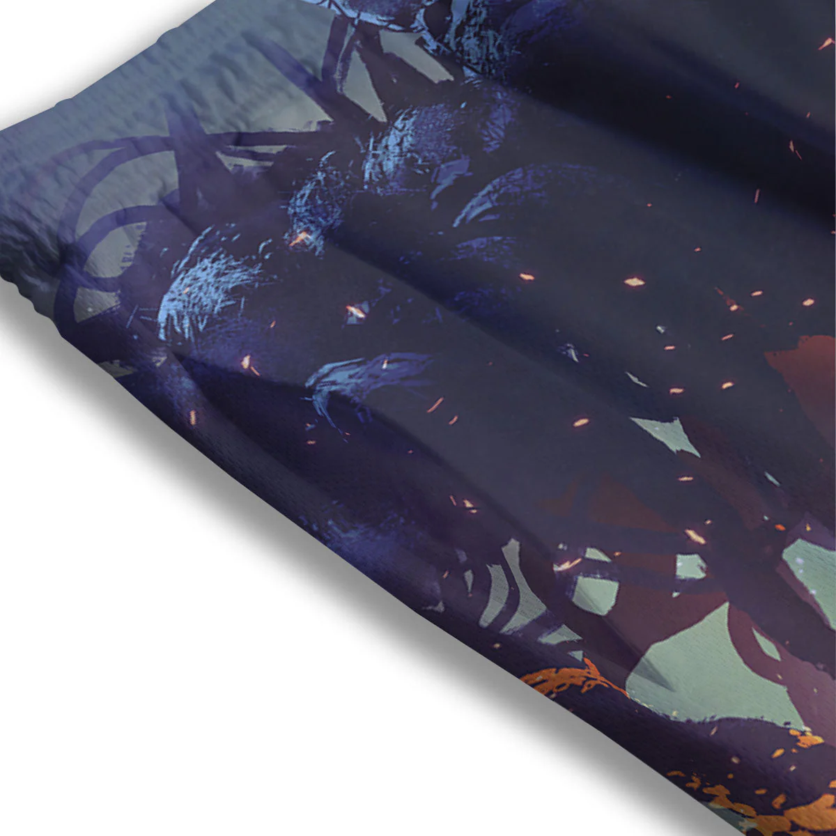 Girl Fight With Alien Octopus Monster Print Mesh Shorts - Image 3