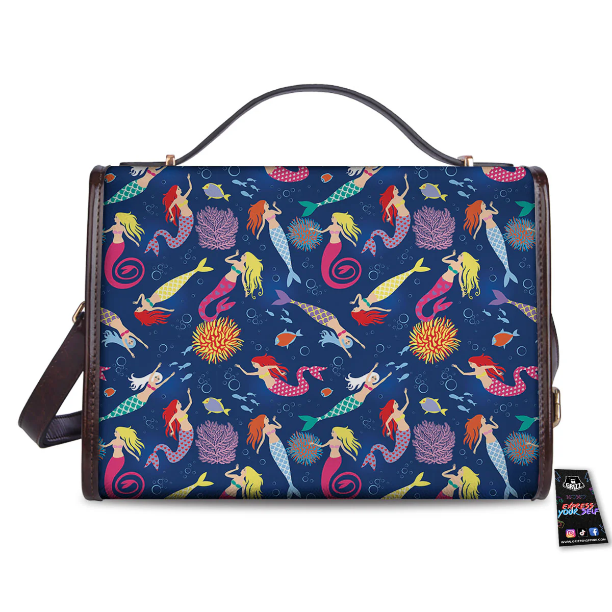 Girls Mermaid Print Pattern Women's Satchel Bag - Image 2