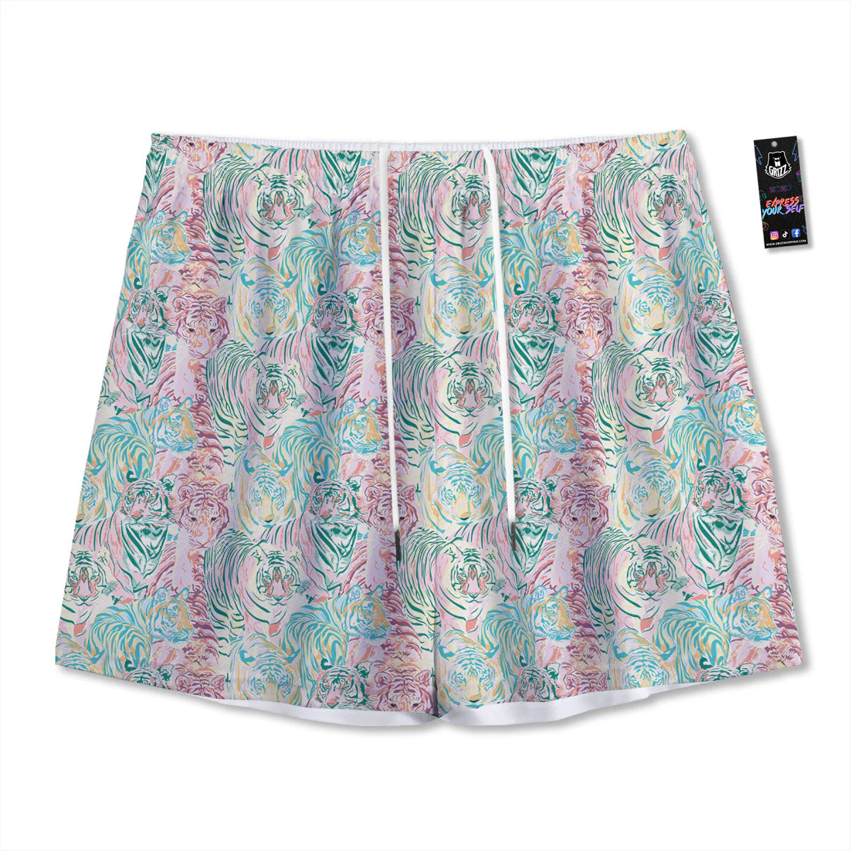 Girly Tigers Pastel Print Pattern Mesh Shorts