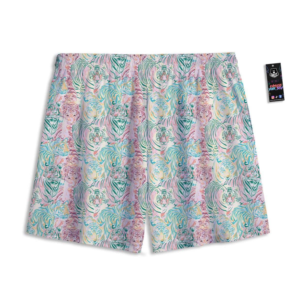 Girly Tigers Pastel Print Pattern Mesh Shorts - Image 2