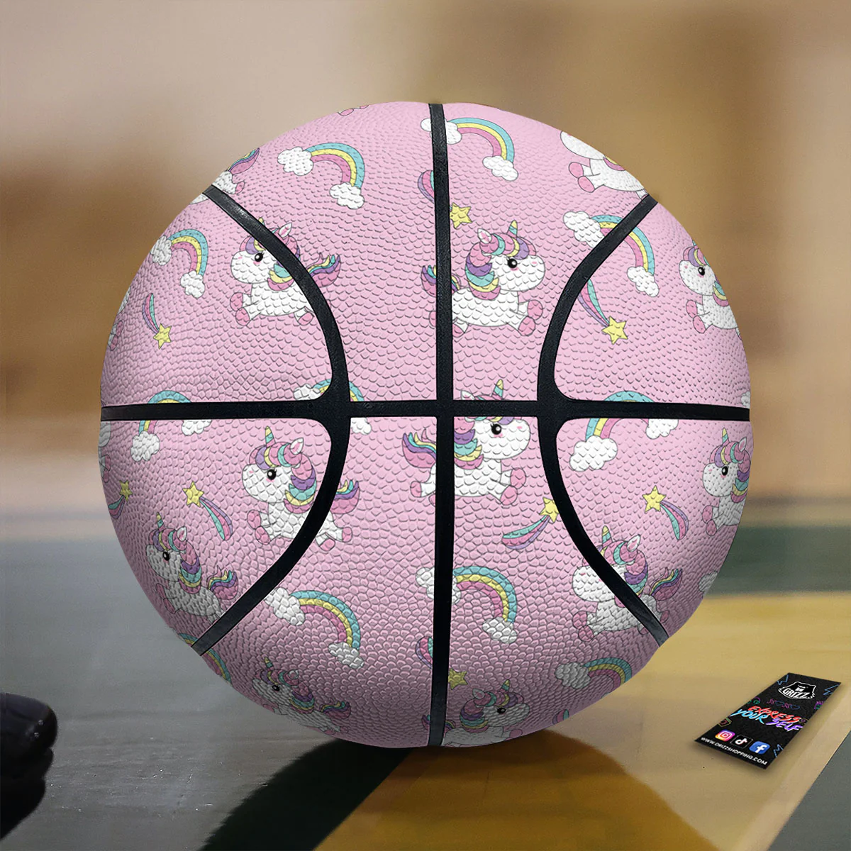 Girly Unicorn Pink Print Pattern Basketball