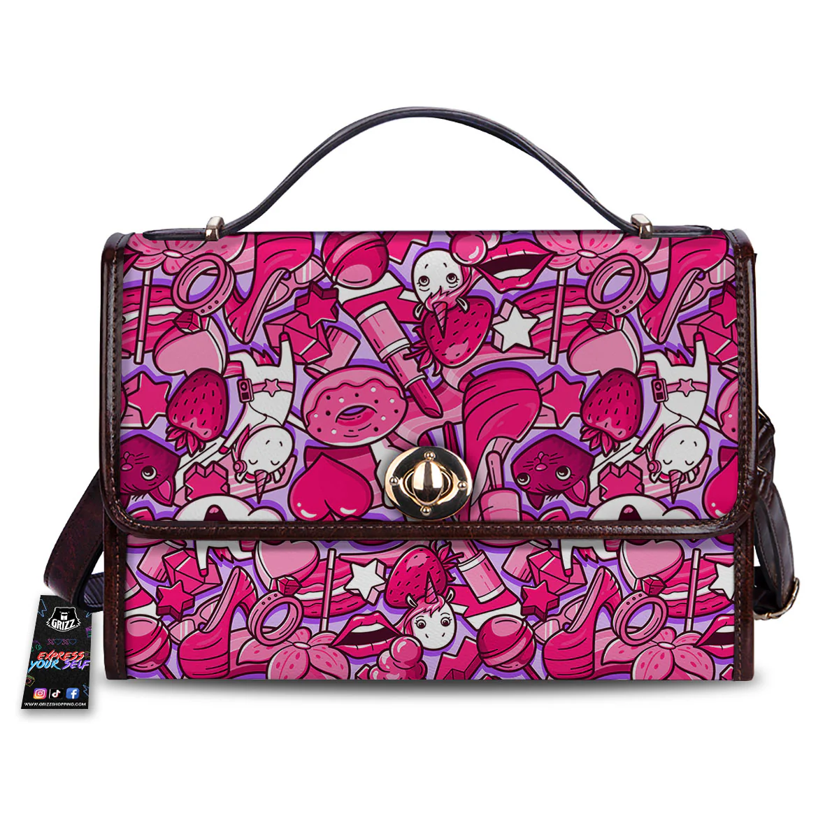 Girly Unicorn Purple Print Pattern Women's Satchel Bag