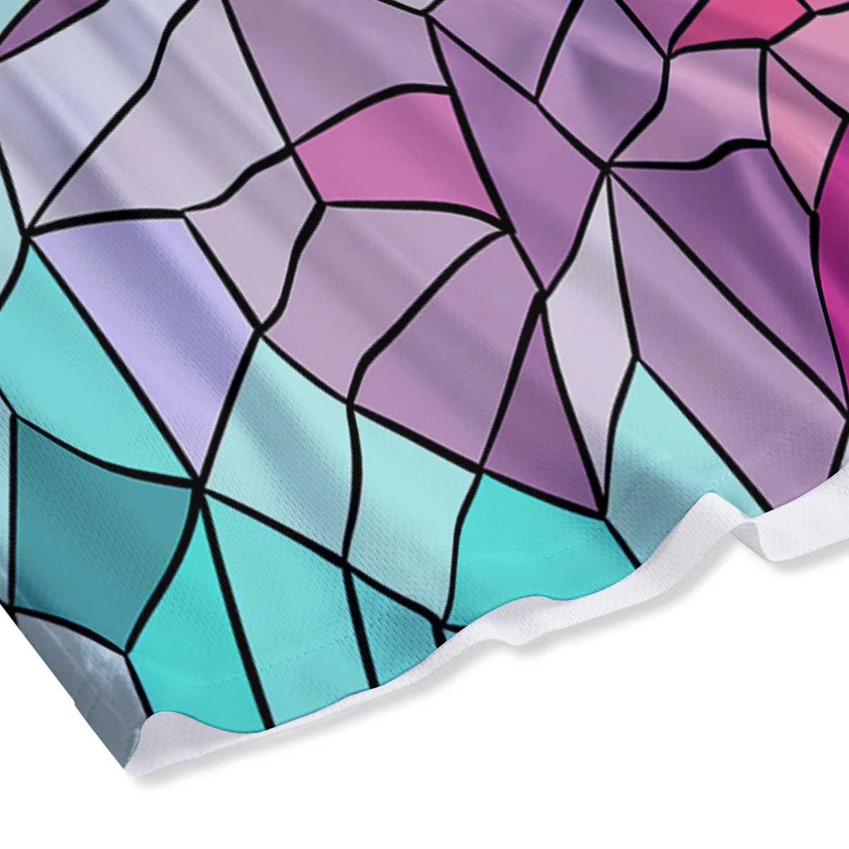 Glass Mosaic Colorful Stained Print Mesh Shorts - Image 4