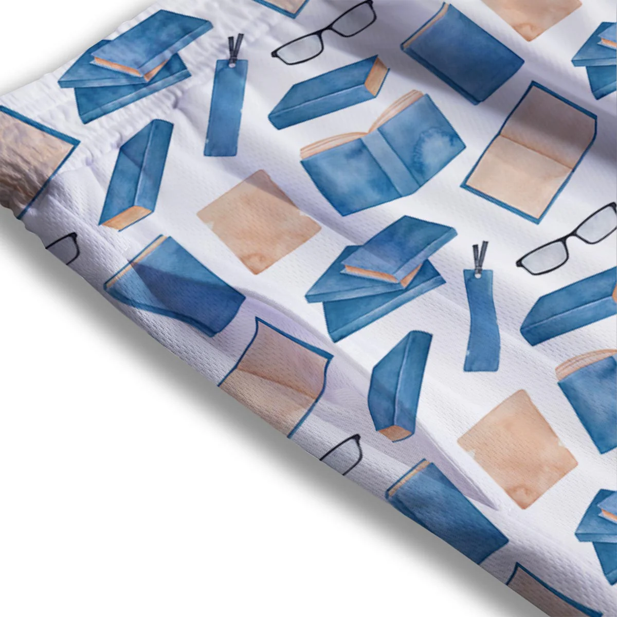 Glasses And Reading Books Print Pattern Mesh Shorts - Image 3