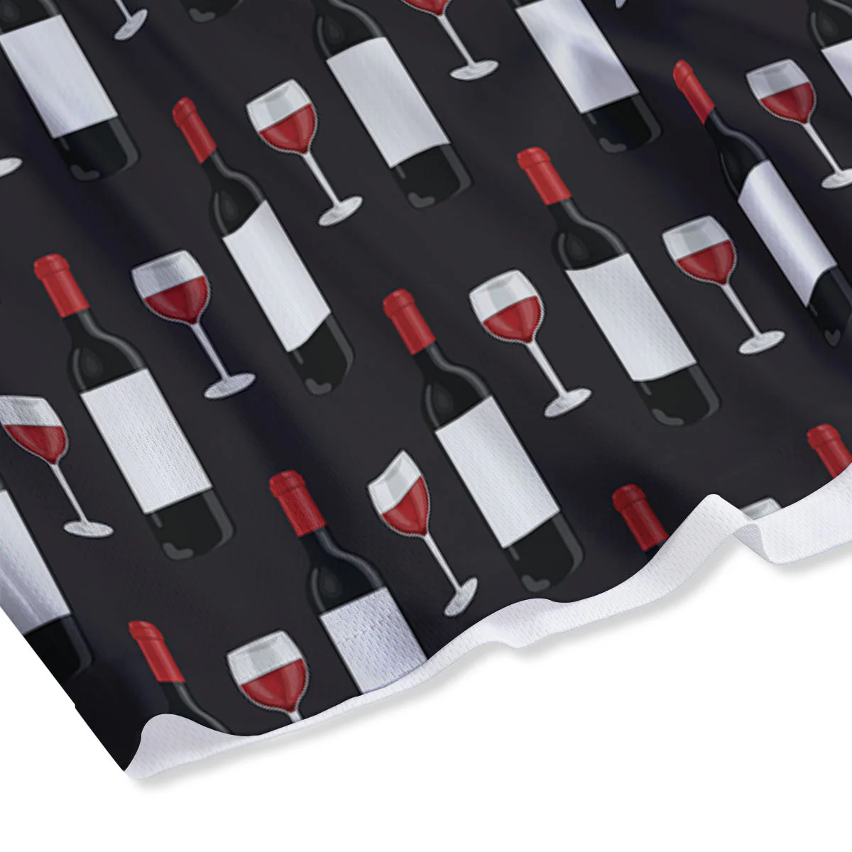 Glasses Of Wine And Bottles Print Pattern Mesh Shorts - Image 4